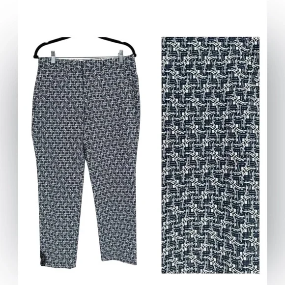 π πNWOT BANANA REPUBLIC βAveryβ Art Deco Bi-Stretch Ankle Pant Navy Combo | 8 - Picture 1 of 14